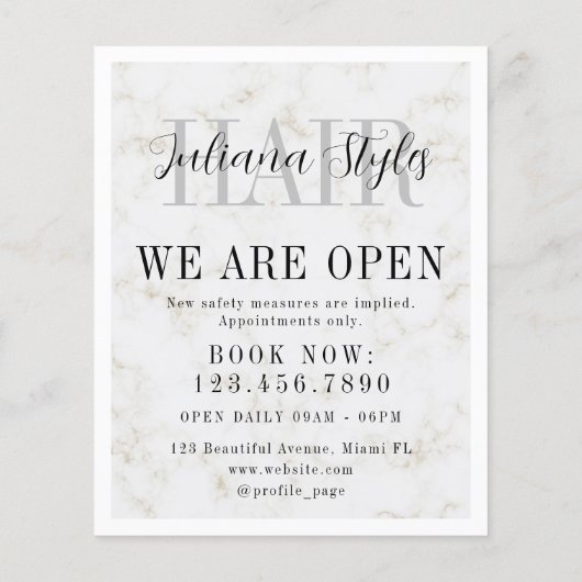 ミニマルエレガントト大理石の白フレーム チラシ (裏面)