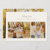 ミニマルエレガントト3フォトコラージュのスクリプトhappy シーズンカード (正面/裏面)