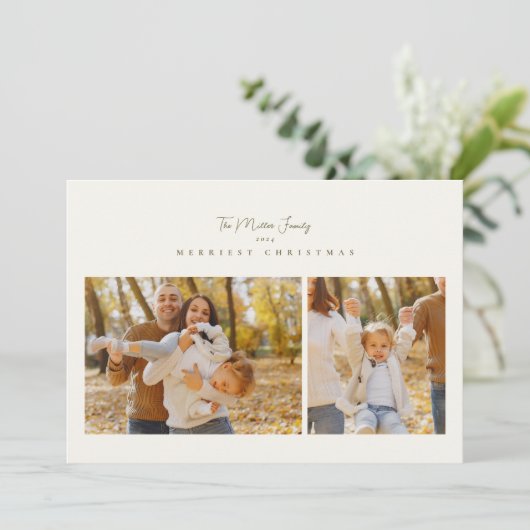 ミニマルエレガントト3フォトコラージュのスクリプトhappy シーズンカード (スタンド正面)
