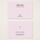 ミニマルエレガントバラフェイク金ゴールドハートイヤリングカード (正面&裏面)