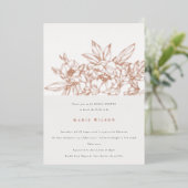 ミニマルエレガントバラフローラスケッチブライダルシャワー 箔招待状 (立ち正面)