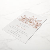 ミニマルエレガントバラフローラスケッチベイビーシャワー 箔招待状 (回転した状態)