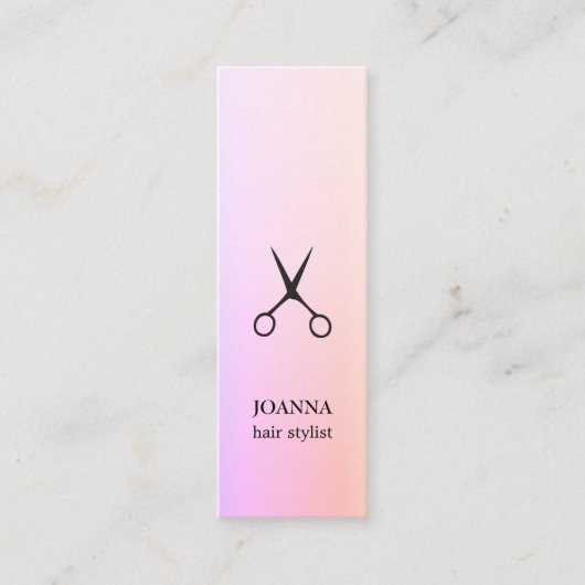 ミニマルエレガントバラブラックシザーズヘアスタイリスト スキニー名刺 (正面)