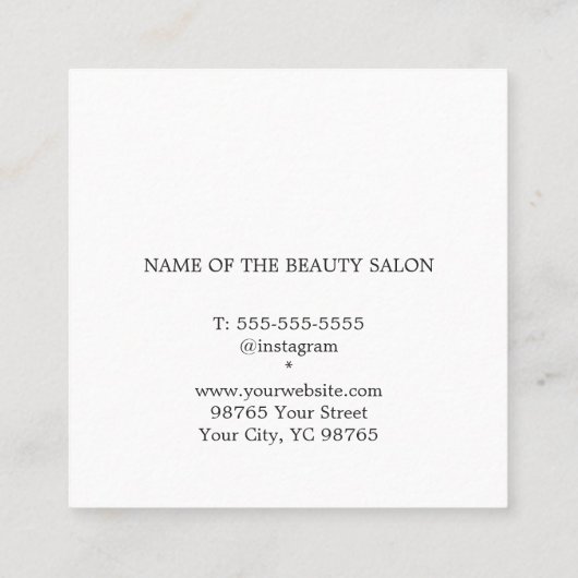 ミニマルエレガントバラホワイト美しいサロン 紹介カード (裏面)