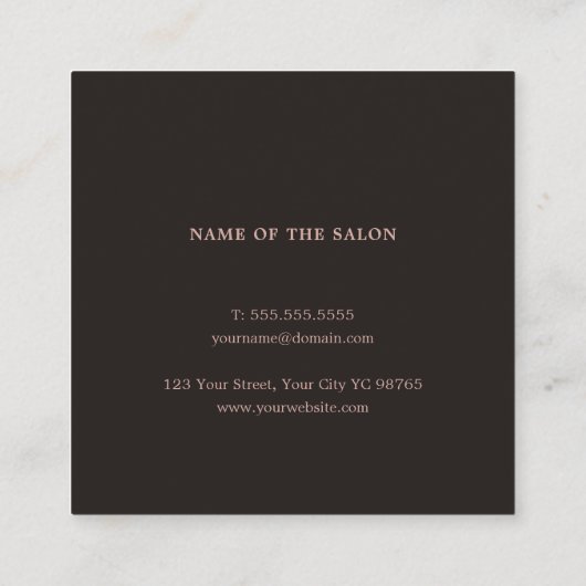 ミニマルエレガントバラ金ゴールドはさみヘアスタイリスト スクエア名刺 (裏面)