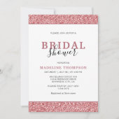 ミニマルエレガントバラ金ゴールドグリッターブライダルシャワー 招待状 (正面)