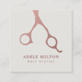 ミニマルエレガントバラ金ゴールド美容師 スクエア名刺 (正面)