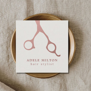 ミニマルエレガントバラ金ゴールド美容師 スクエア名刺