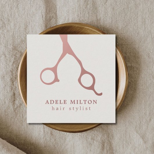 ミニマルエレガントバラ金ゴールド美容師 スクエア名刺