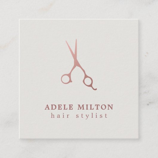 ミニマルエレガントバラ金ゴールド美容師 スクエア名刺 (正面)