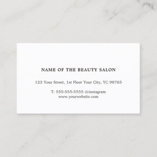 ミニマルエレガントバラ黒はさみ美容師 名刺 (裏面)