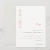 ミニマルエレガントパステル ダスキー ピンク ハーツ ウェディング 招待状 (正面/裏面)