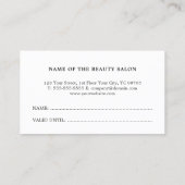 ミニマルエレガントフェイク金ゴールドシザー美容師 ロイヤリティカード (裏面)