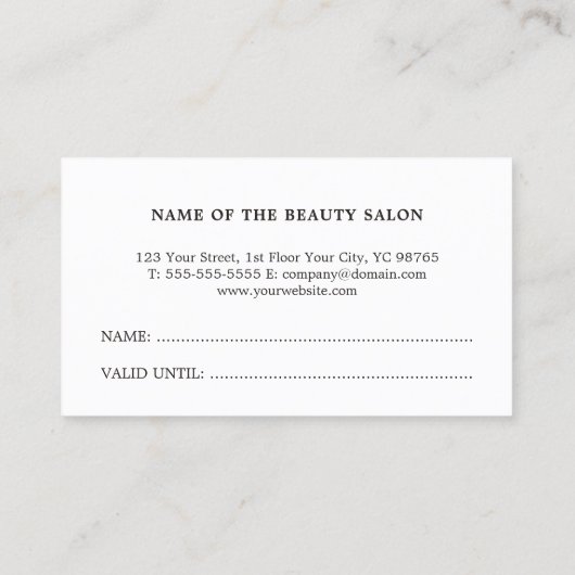 ミニマルエレガントフェイク金ゴールドシザー美容師 ロイヤリティカード (裏面)