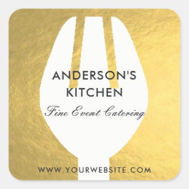 ミニマルエレガントフェイク金ゴールドフォークケータリング スクエアシール