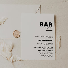 ミニマルエレガントフォーマルバー（ユダヤ教の）バル・ミツバー 招待状