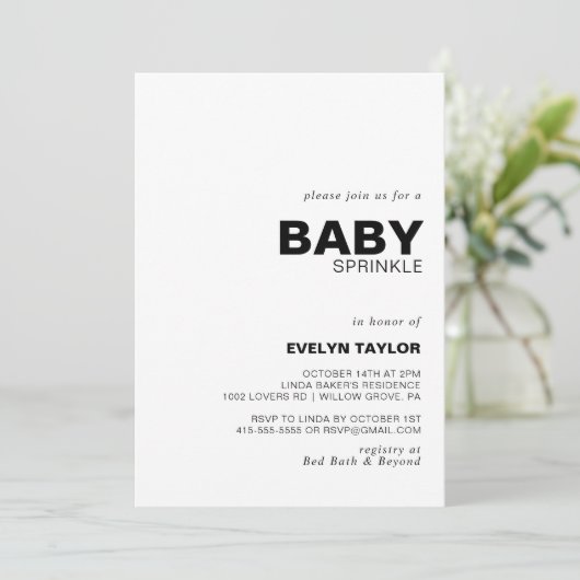 ミニマルエレガントフォーマルベビー散布 招待状 (スタンド正面)