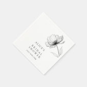 ミニマルエレガントフローラスケッチブライダルシャワー スタンダードカクテルナプキン (角)