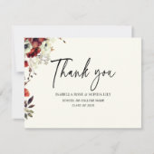 ミニマルエレガントフローラ双生児の卒業 サンキューカード (正面)