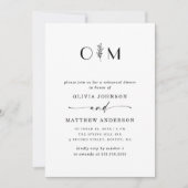 ミニマルエレガントフローラ結婚のリハーサルディナー 招待状 (正面)