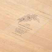 ミニマルエレガントフローラ結婚スケッチ アクリル招待状 (レイダウン)