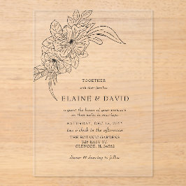 ミニマルエレガントフローラ結婚スケッチ アクリル招待状