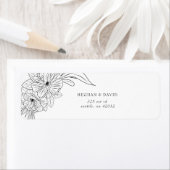 ミニマルエレガントフローラ結婚スケッチ ラベル (インサイチュ)