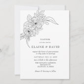 ミニマルエレガントフローラ結婚スケッチ 招待状 (正面)