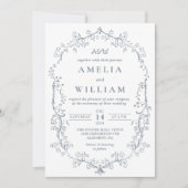 ミニマルエレガントフローラ結婚リース 招待状 (正面)