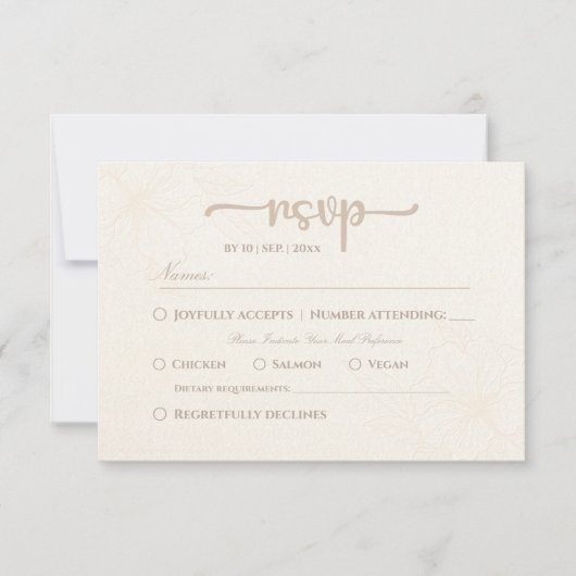 ミニマルエレガントフローラ結婚式RSVPカード 出欠カード (正面)