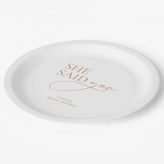 ミニマルエレガントブライダルシャワー白 ペーパープレート (アングル)