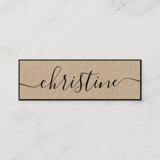 ミニマルエレガントブラックモダンタイポグラフィクラフト スキニー名刺 (正面)