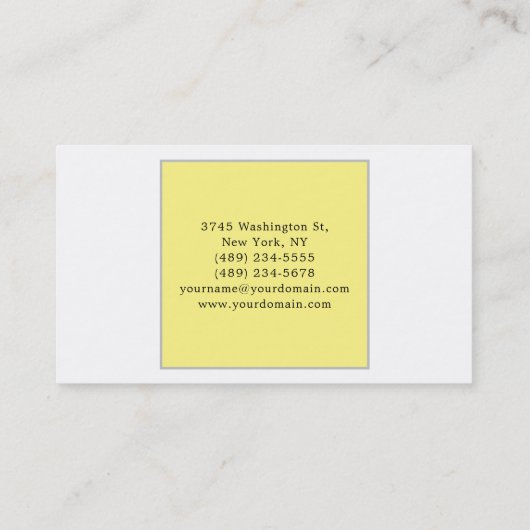 ミニマルエレガントプロフェッショナルイエローホワイト 名刺 (裏面)