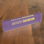 ミニマルエレガントプロフェッショナルインディゴ&イエロー デスクネームプレート (側面)