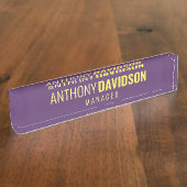 ミニマルエレガントプロフェッショナルインディゴ&イエロー デスクネームプレート (側面)