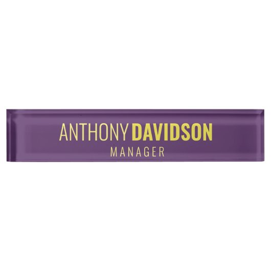 ミニマルエレガントプロフェッショナルインディゴ&イエロー デスクネームプレート (正面)