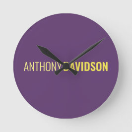 ミニマルエレガントプロフェッショナルインディゴ&イエロー ラウンド壁時計