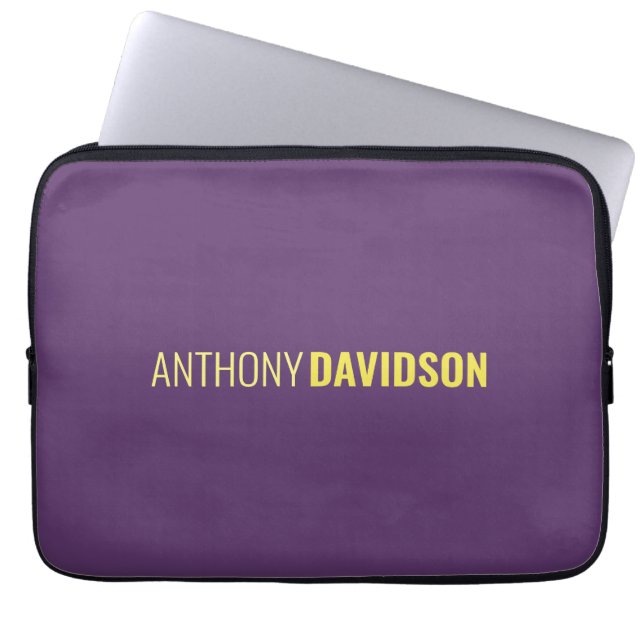 ミニマルエレガントプロフェッショナルインディゴ&イエロー ラップトップスリーブ (正面)