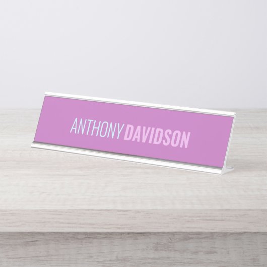 ミニマルエレガントプロフェッショナルオーキッド薄紫ブルー デスクネームプレート (正面)