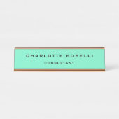 ミニマルエレガントプロフェッショナルグリーンブルー デスクネームプレート (正面)