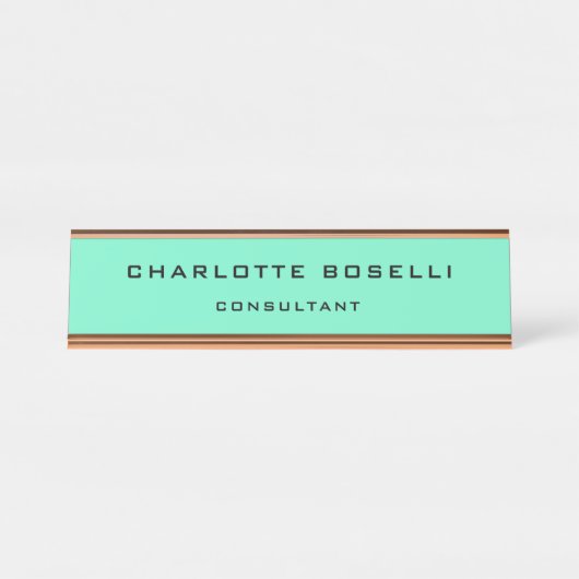 ミニマルエレガントプロフェッショナルグリーンブルー デスクネームプレート (正面)