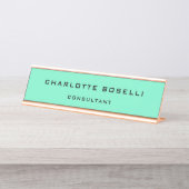 ミニマルエレガントプロフェッショナルグリーンブルー デスクネームプレート (正面)
