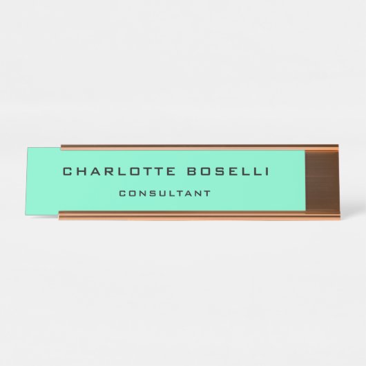 ミニマルエレガントプロフェッショナルグリーンブルー デスクネームプレート (正面)