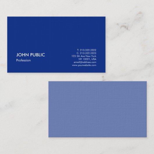 ミニマルエレガントプロフェッショナルデザインブルー 名刺 (正面/裏面)
