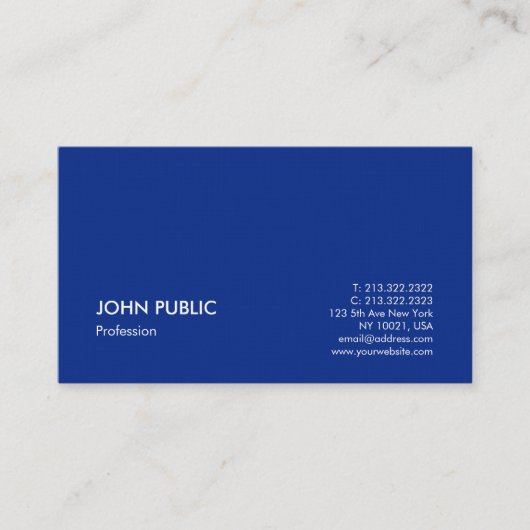 ミニマルエレガントプロフェッショナルデザインブルー 名刺 (正面)