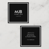 ミニマルエレガントプロフェッショナル白黒 スクエア名刺 (正面/裏面)