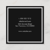 ミニマルエレガントプロフェッショナル白黒 スクエア名刺 (裏面)