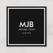 ミニマルエレガントプロフェッショナル白黒 スクエア名刺 (正面)