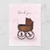 ミニマルエレガントベビーサンキューキャリッジピンク ポストカード (正面)