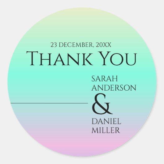 ミニマルエレガントホロフグラデーションィア結婚ルの ラウンドシール (正面)